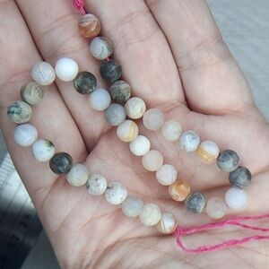 $💲$ 6mm Matte Bamboo Agate 8in Strand #5